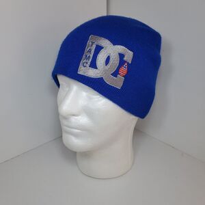 Vintage DC Shoes Mens Beanie Cap Hat 90s Y2K Blue USA Streetwear Skater Winter